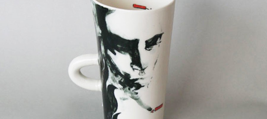 custom drawn porcelain ceramic cup